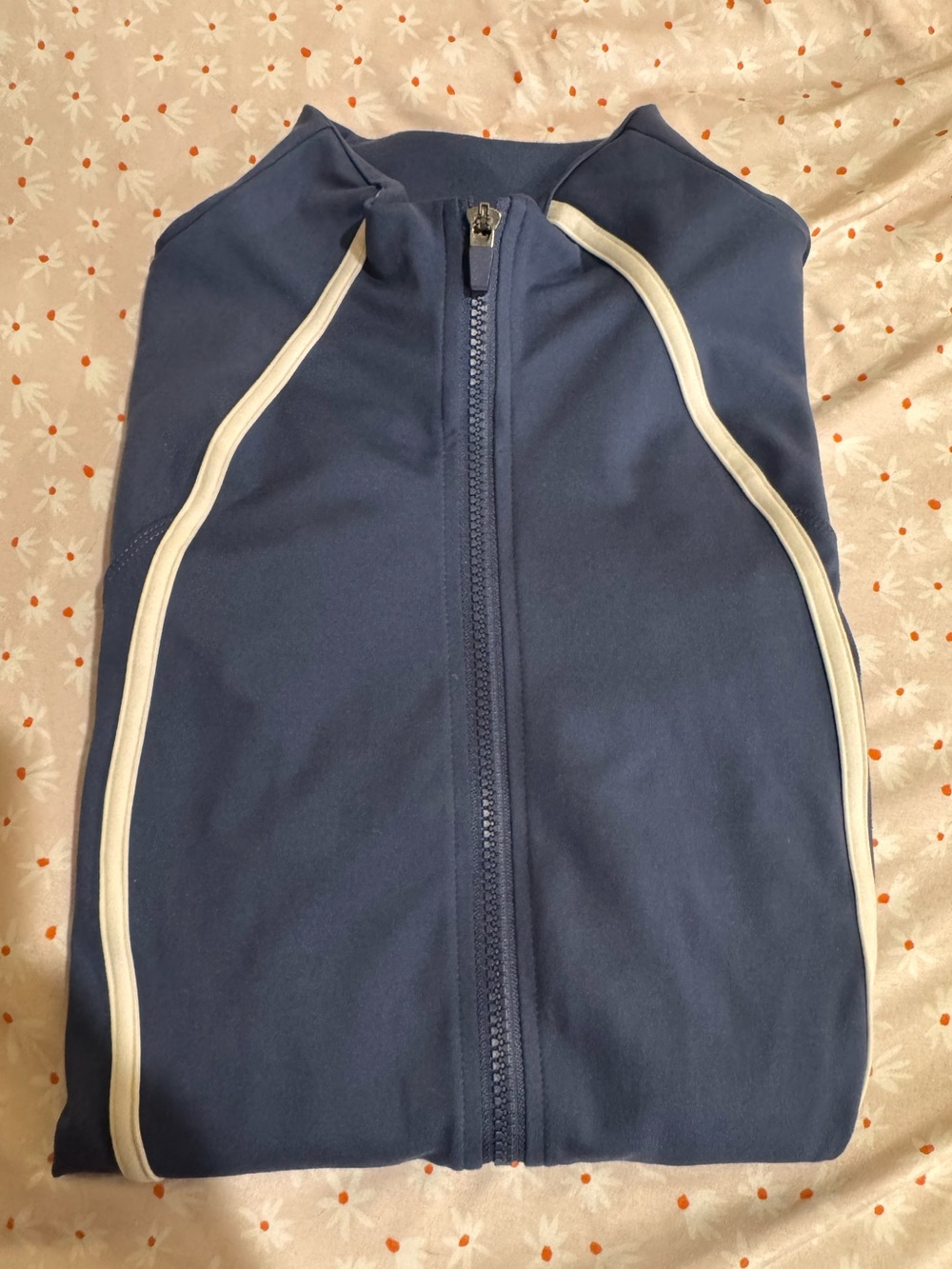 Navy Zip-Up Jacket with White Trim